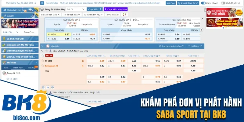 Khám phá nhà phát hành SABA Sport tại BK8